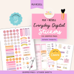 "Everyday Digital Stickers Bundle | PLR & Master Resell Rights | Editable Canva Templates | iPad Sticker Sheets"