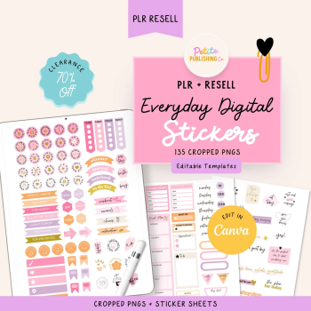 "Everyday Digital Stickers Bundle | PLR & Master Resell Rights | Editable Canva Templates | iPad Sticker Sheets"