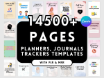"14500+ PLR Canva Pages Mega Bundle | 200+ Editable Planner Templates | Commercial Use"