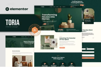 Toria Elementor Template Kit – Interior Design & Home Decor Website